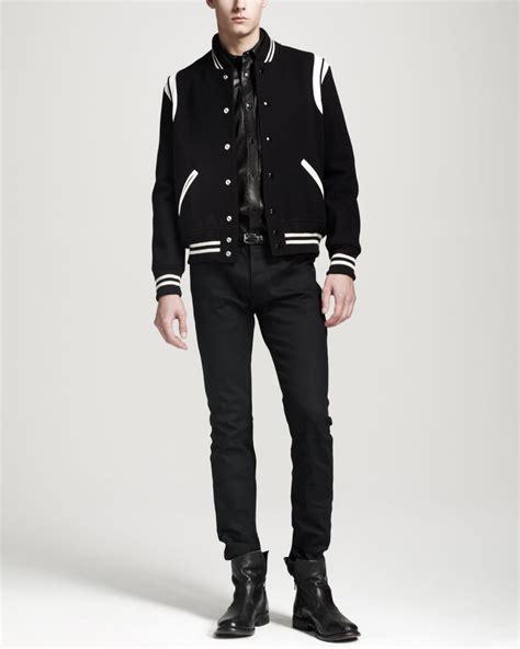 ysl varsity jacket|saint laurent letterman jacket.